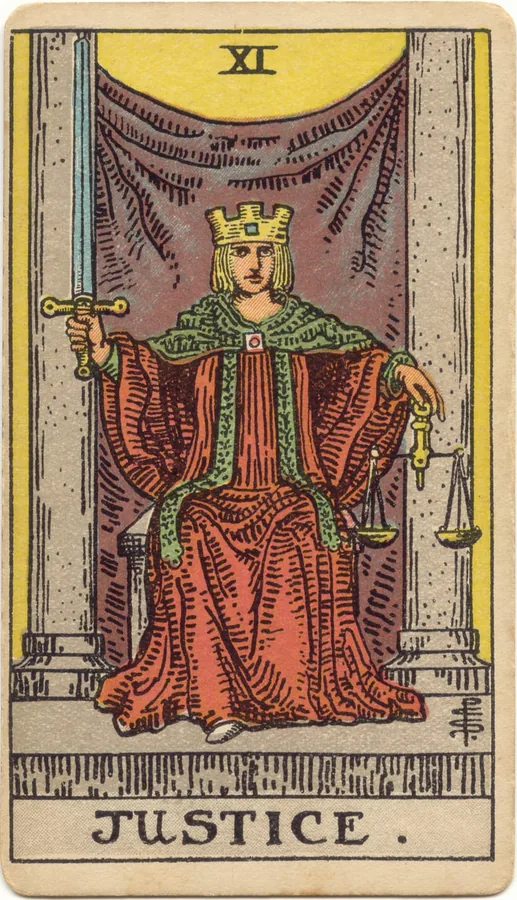 Karta Tarota Sprawiedliwość – Rider–Waite–Smith